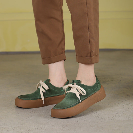Autumn Retro Leather Flat Shoes