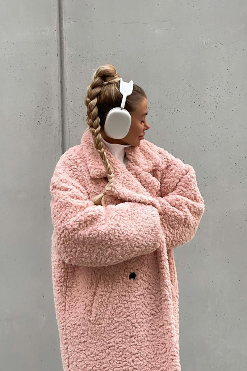 Office Lapel Plush Long Sleeve Coat