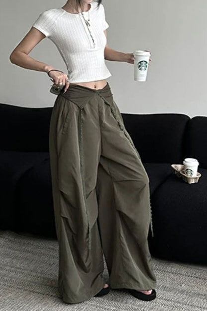 Y2k Retro Cuffed Button Cargo Pant
