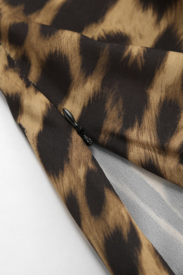 Chiffon Leopard Print Fishtail Maxi Skirt