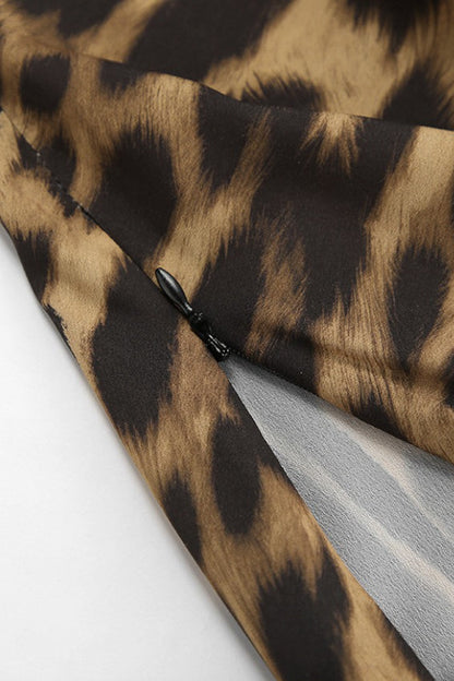 Chiffon Leopard Print Fishtail Maxi Skirt