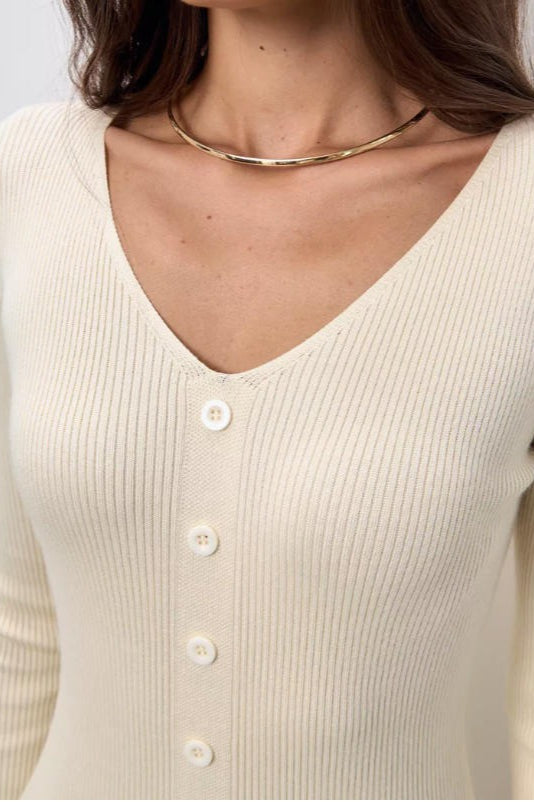 V-neck Bodycon Knit Sweater Dress