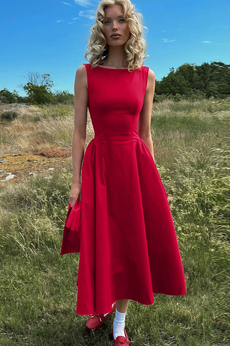 Sleeveless Waisted Slim Midi Dress
