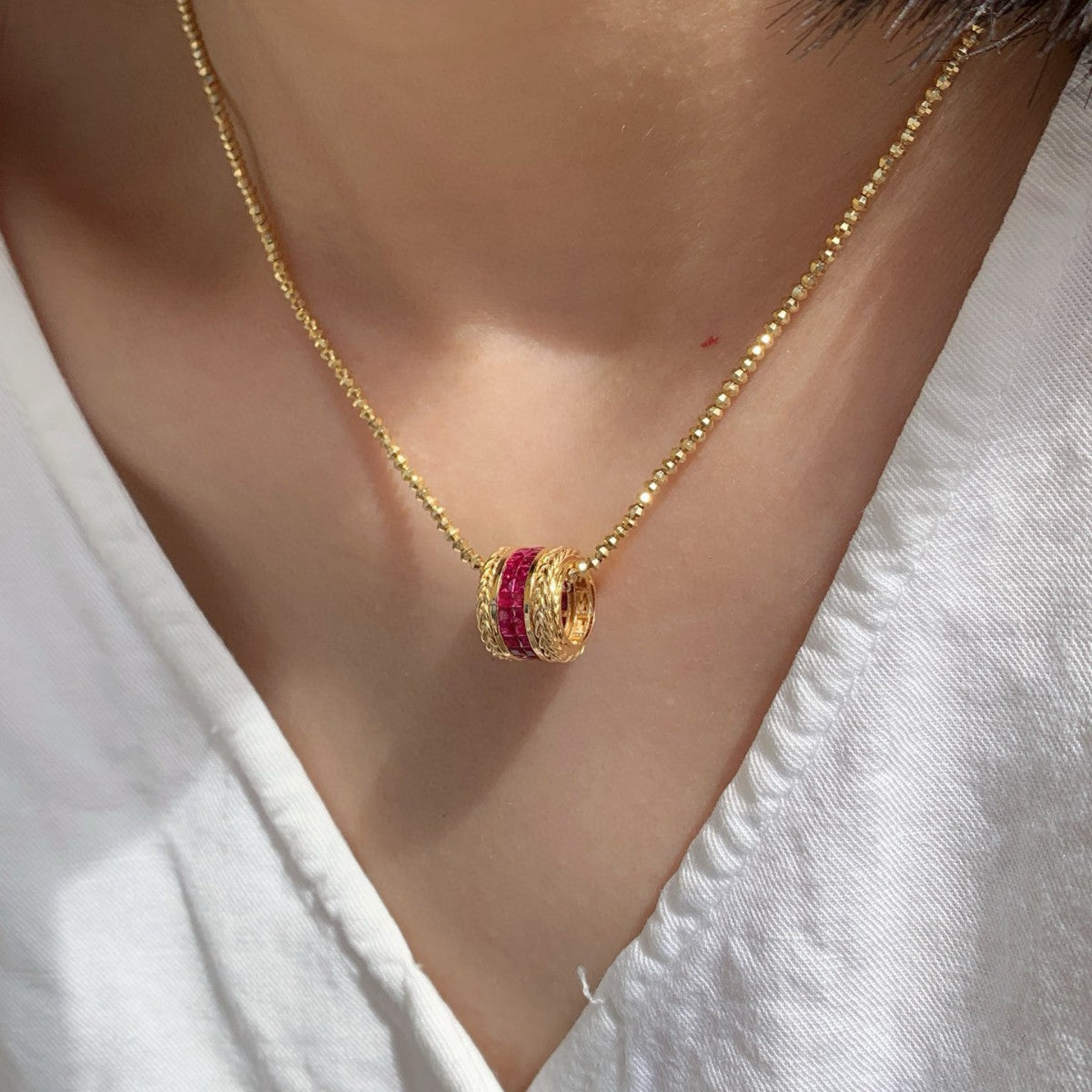 Elegant Ruby Gold Necklace