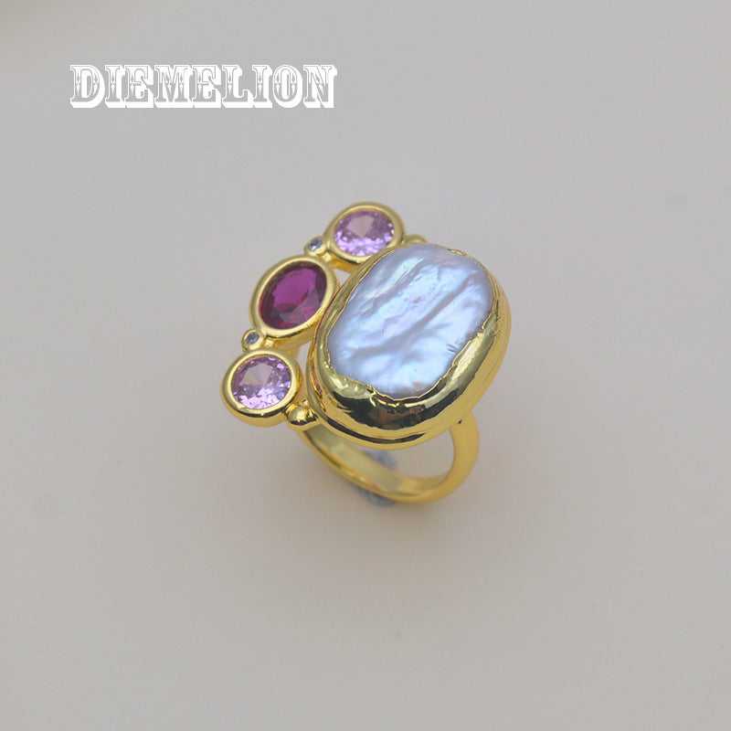 Vintage Pearl Amethyst Ring