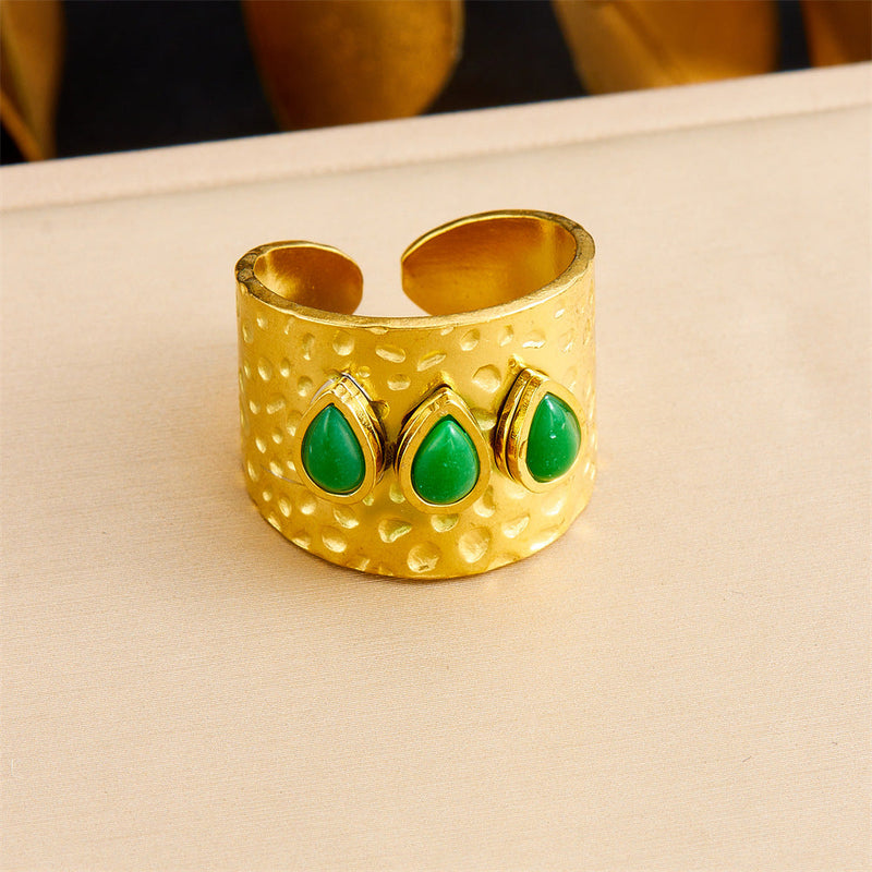 Emerald Gold Cuff Ring
