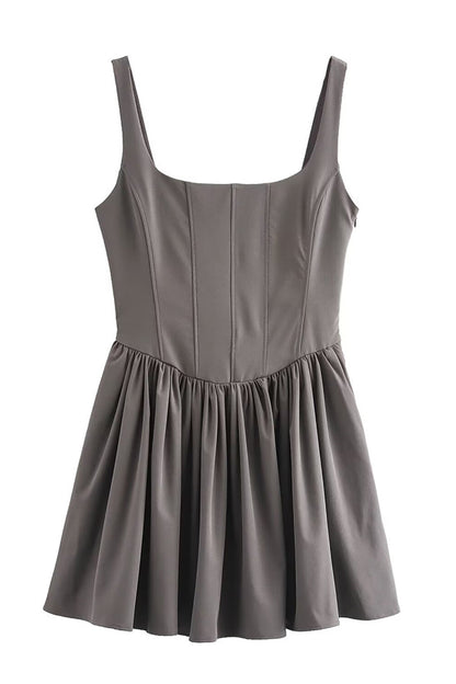 Velvet Square Neck Slim Fit Mini Dress