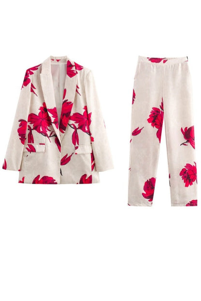 Special Attendance Satin Print High Rise Elastic Waist Pocket Pants