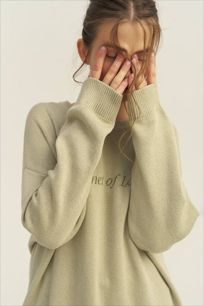 Slim-fit Graphic Letter Print Versatile Knit Sweater