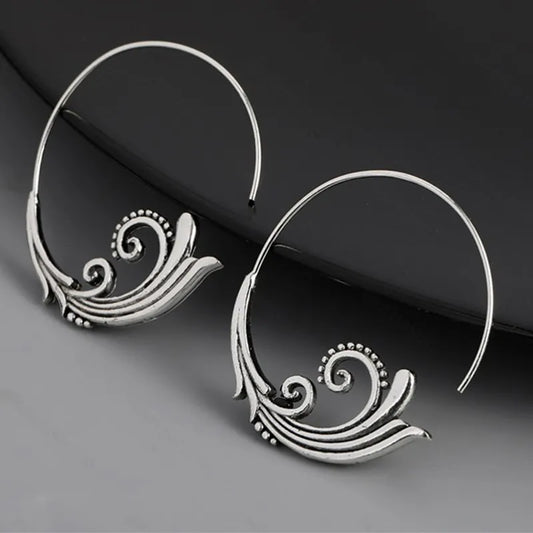 A Vintage Gothic Ornament Statement Hoop Earrings Set
