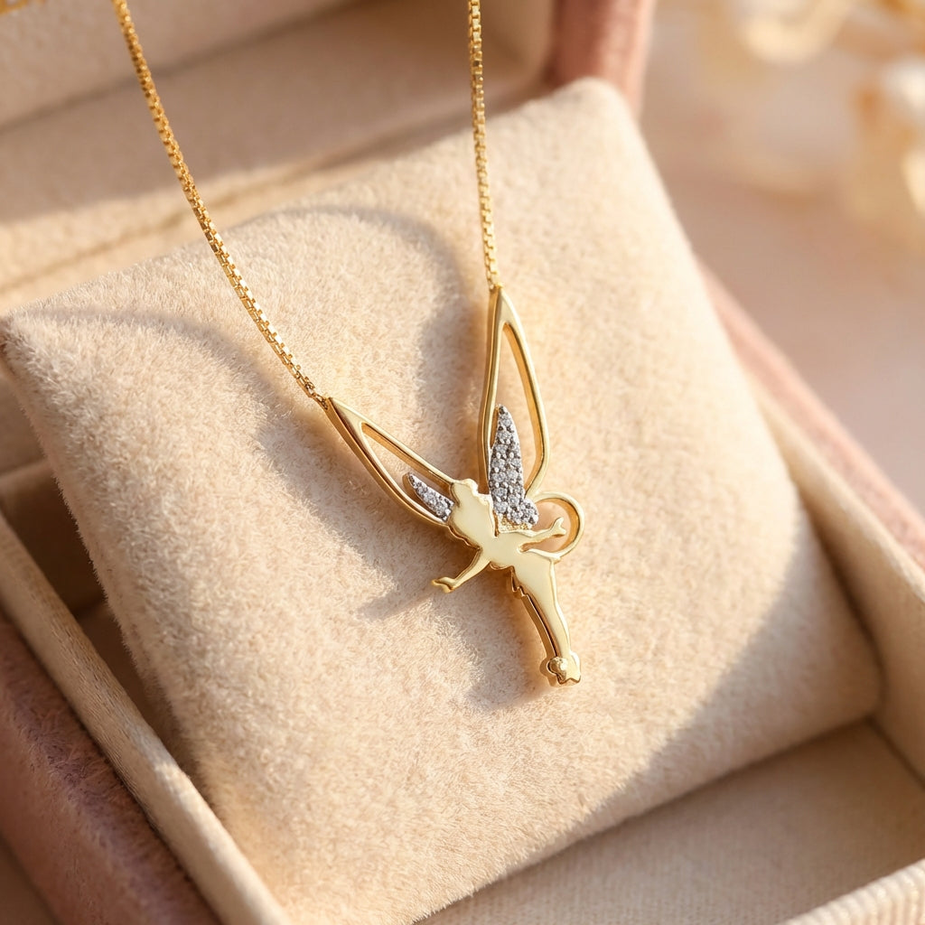 Lucky Fairy Necklace In Sterling Silver And Gold