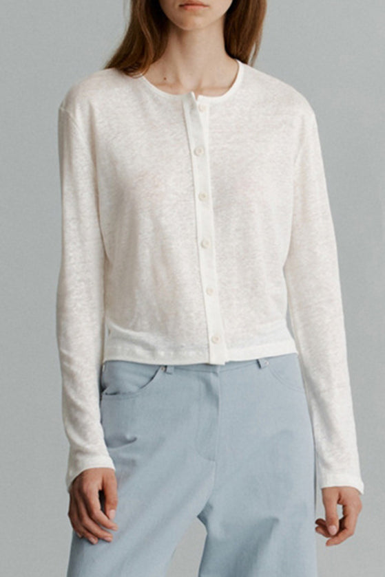 Color Buttoned Knit Cardigan
