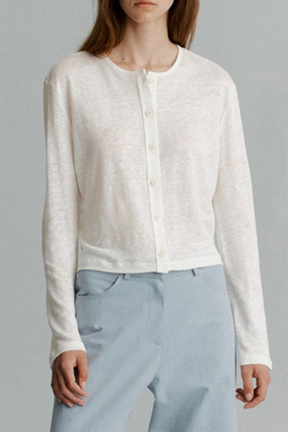 Color Buttoned Knit Cardigan