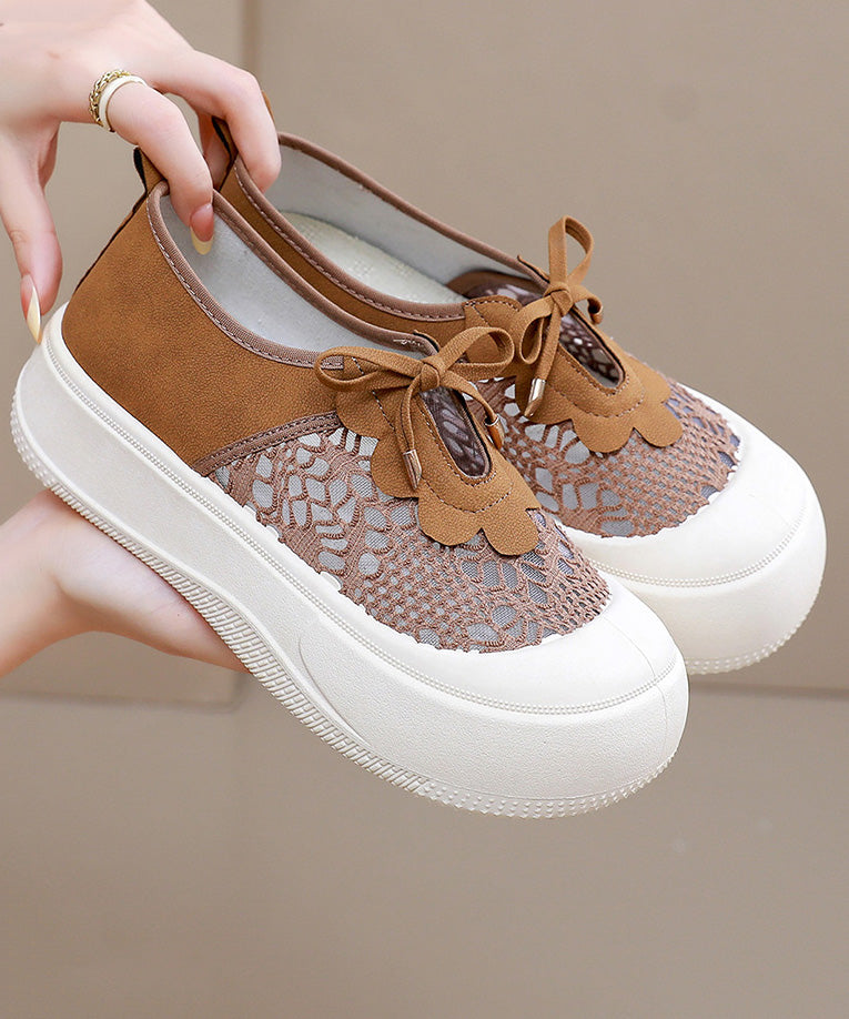 Black Splicing Breathable Mesh Platform Flat Feet Shoes