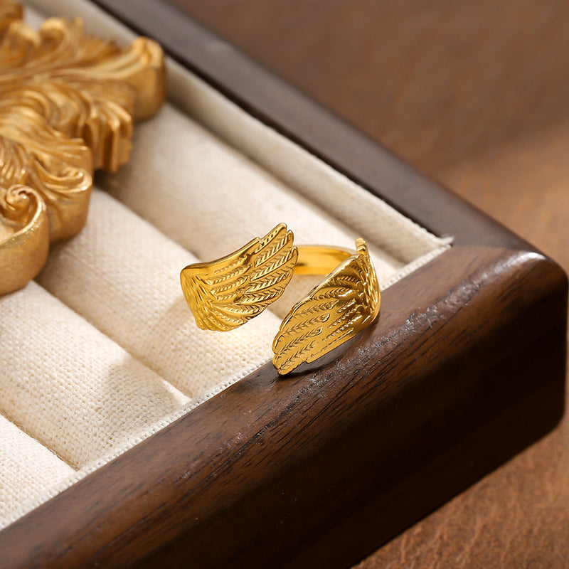 Elegant Gold Wing Ring