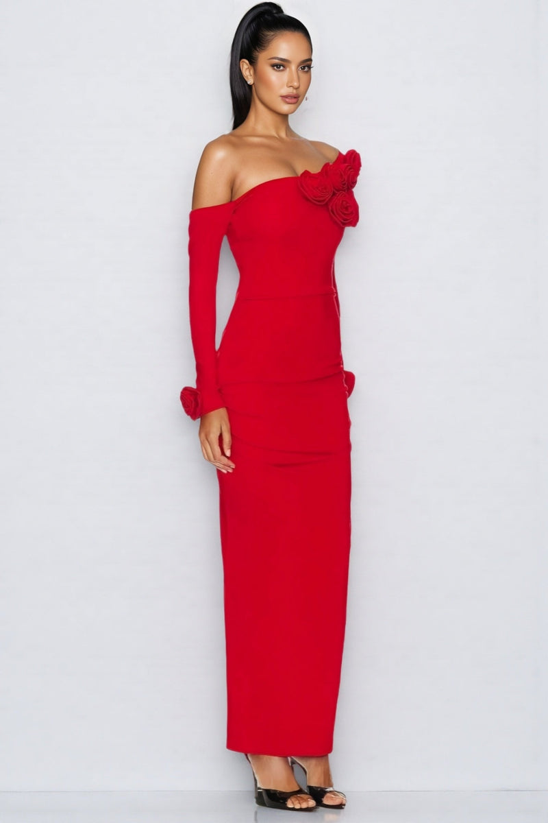 Isla 3d Pleated Maxi Dress