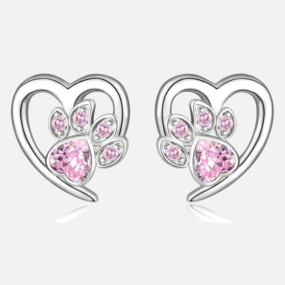 Paw and Heart Earrings With Zirconiaconia
