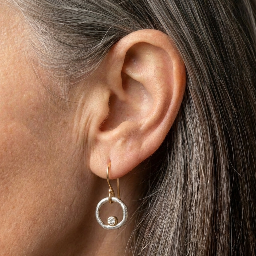 Vintage Gold & Silver Zirconia Earrings