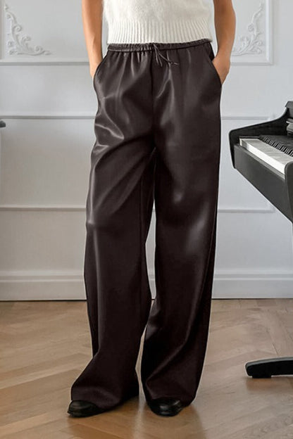 Fleece High Waist Straight Pants