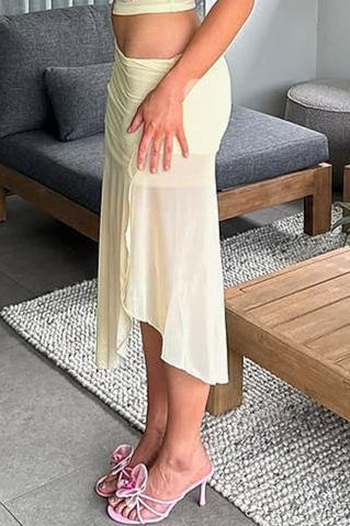Sheer Print Low-waist Skirt