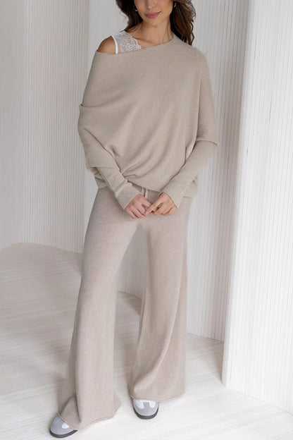 Color Round Neck Long Sleeve Loose Knitted Sweater