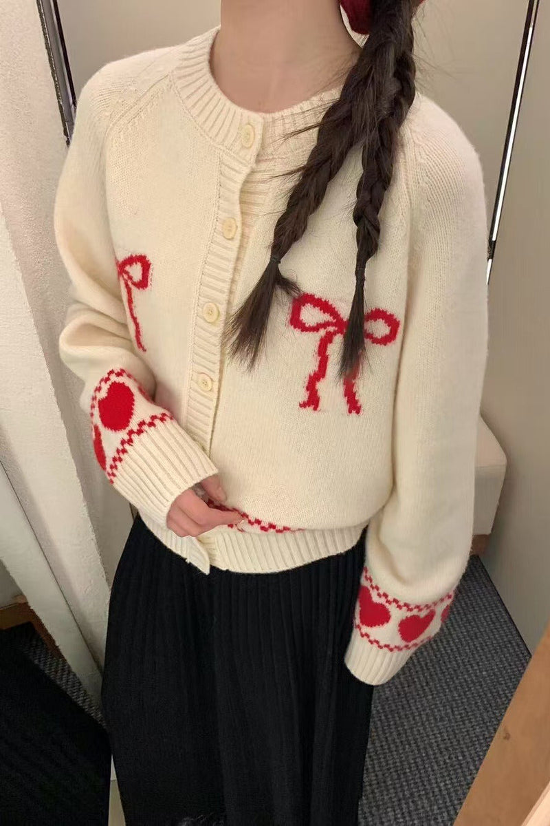 Relaxed Fit Bow Front Cardigan