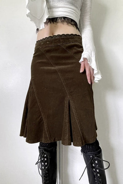 Lace Trim Colorblock A-line Skirt
