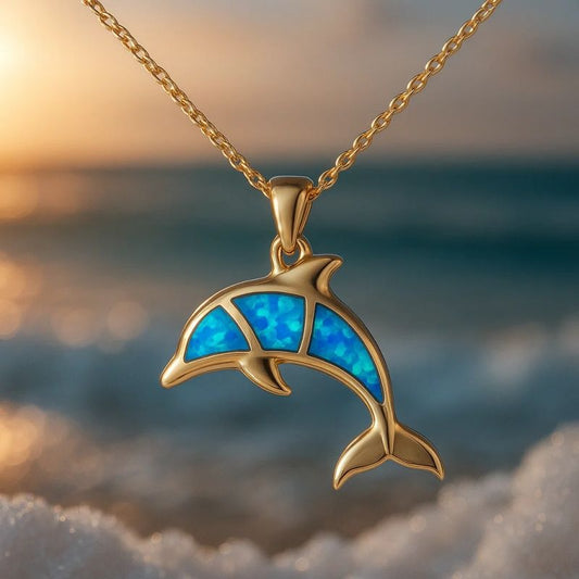 Blue Opal Dolphin Necklace