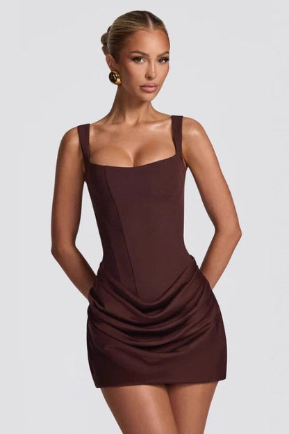 Strapless Strap Mini Tie Bodycon Mini Dress