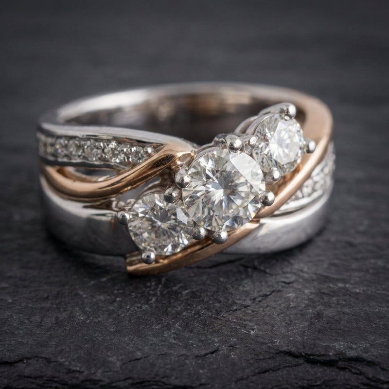 Vintage Gold & Silver Zirconia Ring
