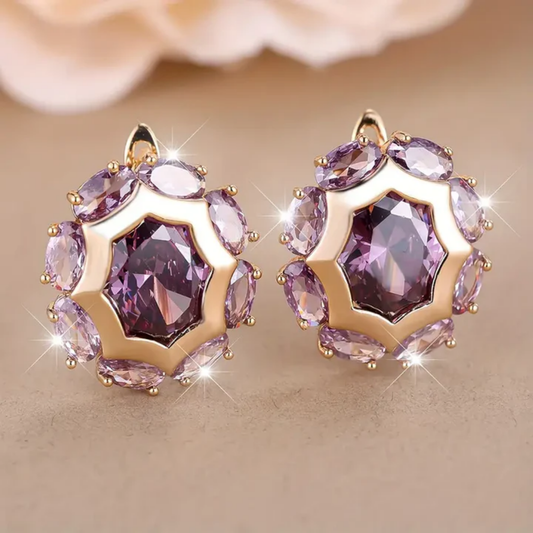 Rounded Violet Zirconia Gold
