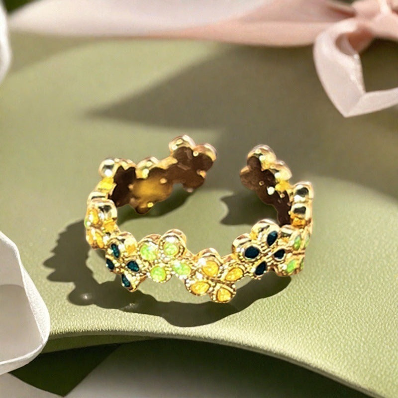 Colorful Crystal Cuff Ring