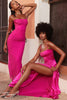 Fuchsia Lace Up Maxi Dress