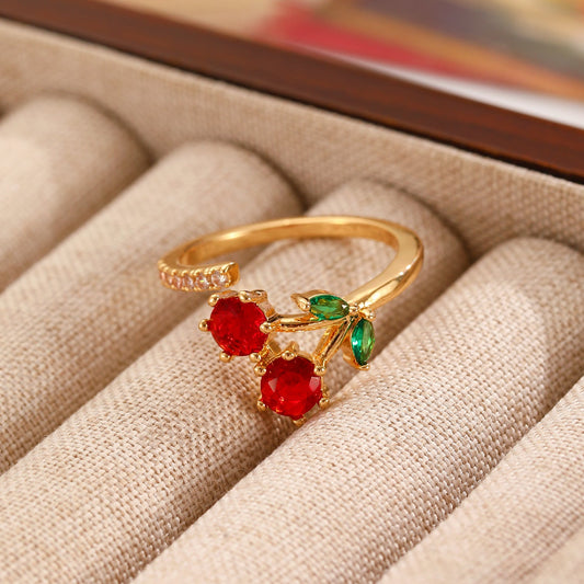 Romantic Ruby Cherry Ring