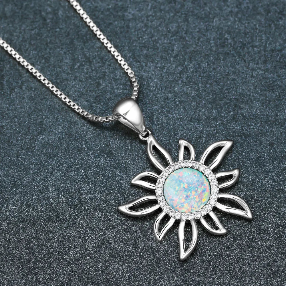 Classic Opal Sunflower Necklace