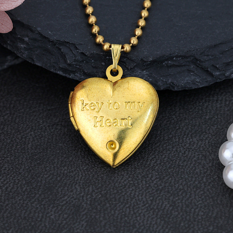 Gold Heart Locket Necklace