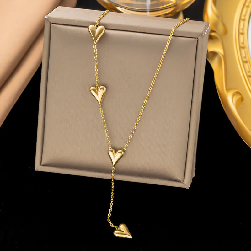 Gold Heart Lariat Necklace