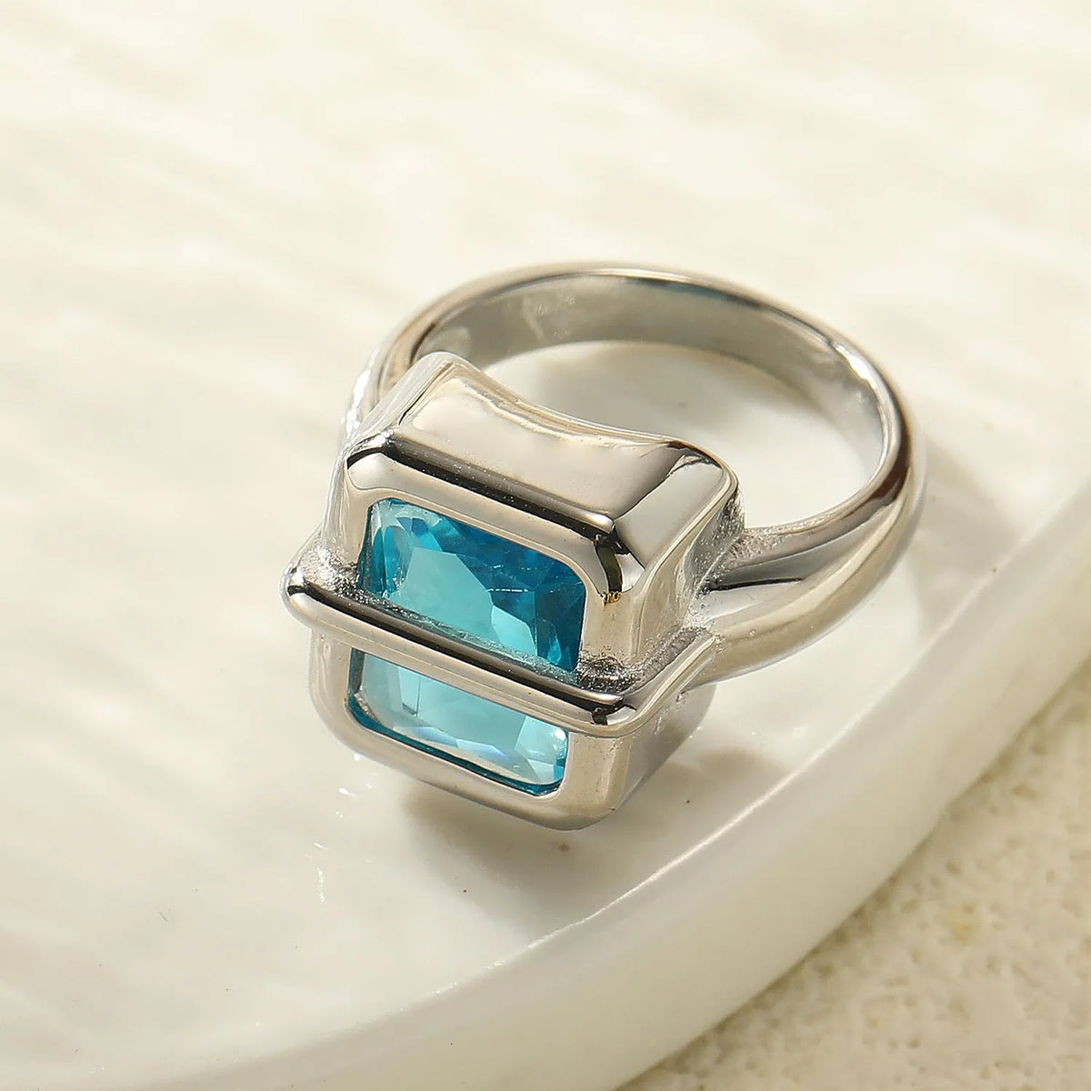 Modern Blue Topaz Ring