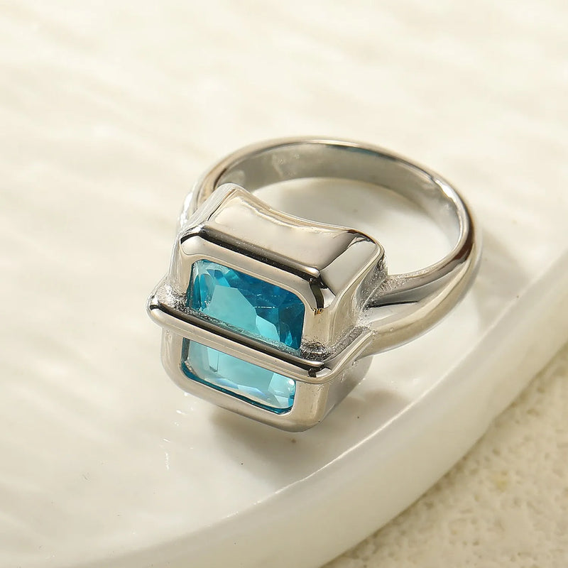 Modern Blue Topaz Ring