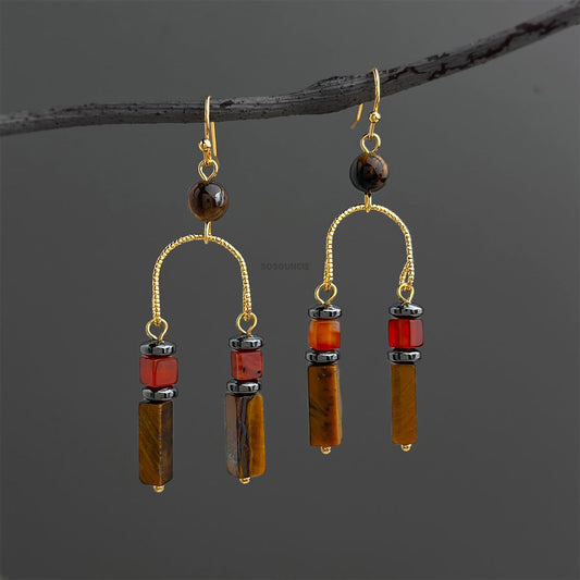 Bohemian Tiger Eye Earrings