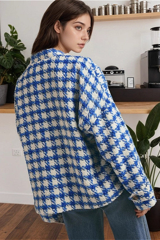 Short Houndstooth Loose Coat