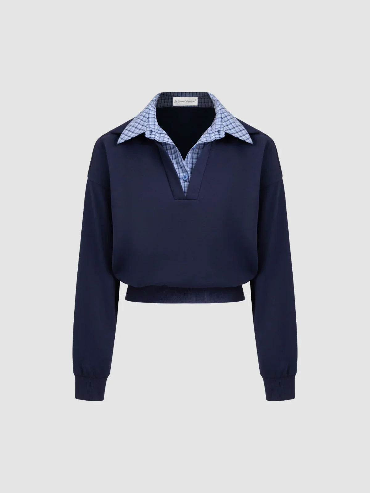 Terry Checks Collar Sweatshirt