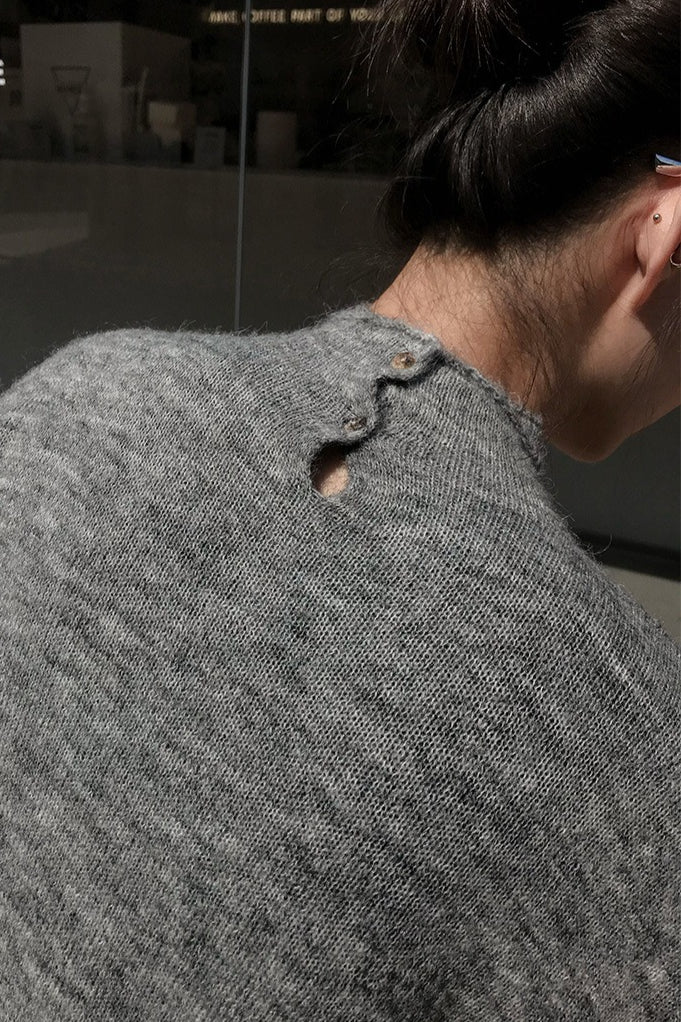 Color-block Mock Neck Loose Lazy-style Knit Sweater