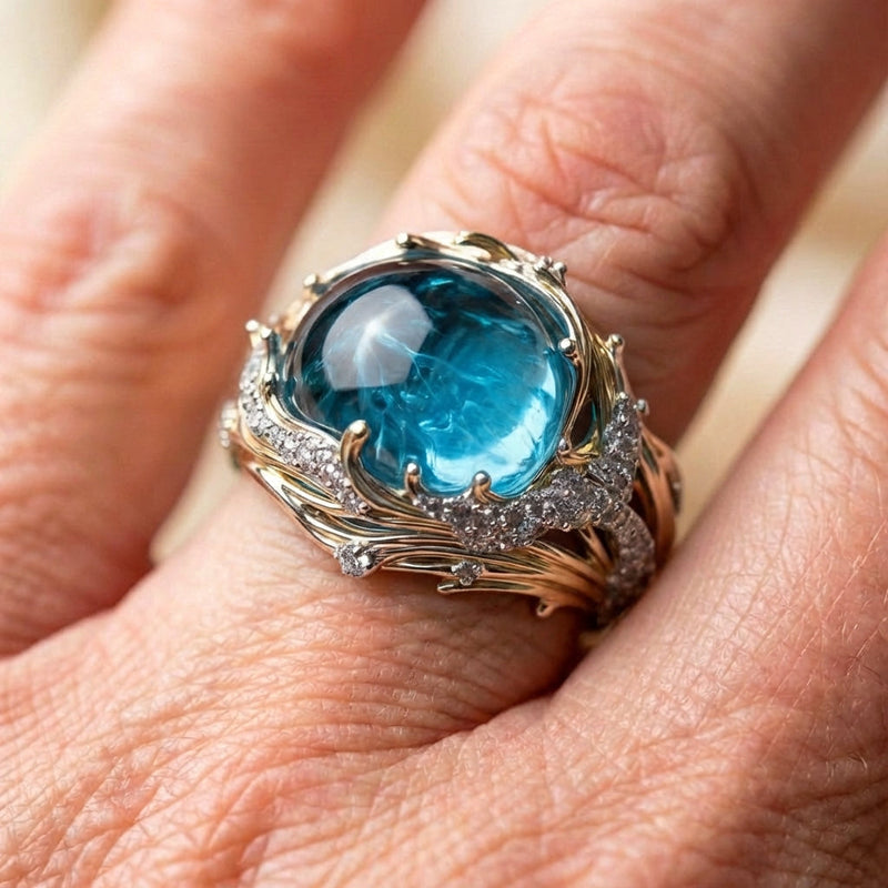 Vintage Ocean Crystal Ring