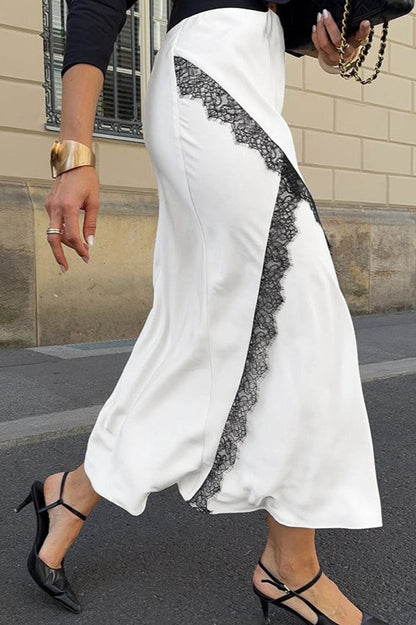 Colorblock Lace Bodycon Skirt