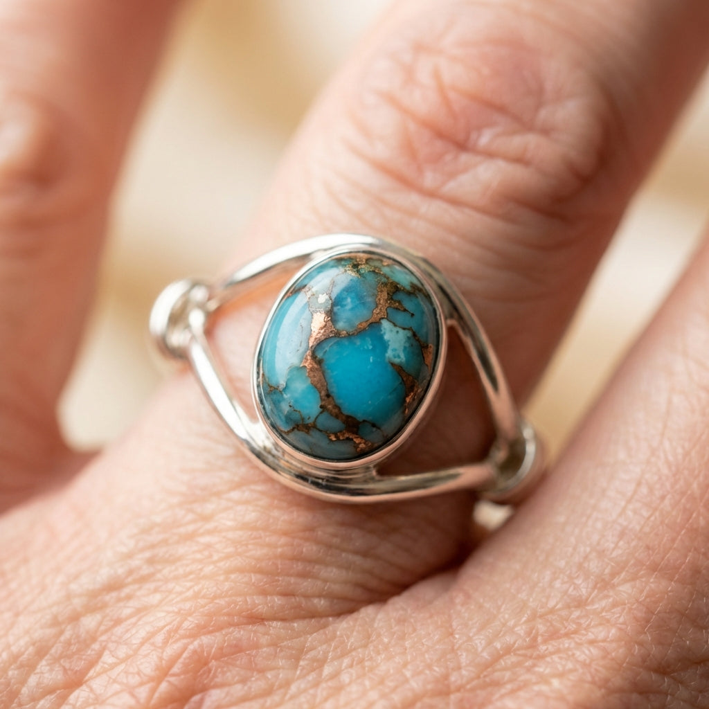 Vintage Exquisite Ethnic Style Green Stone Ring