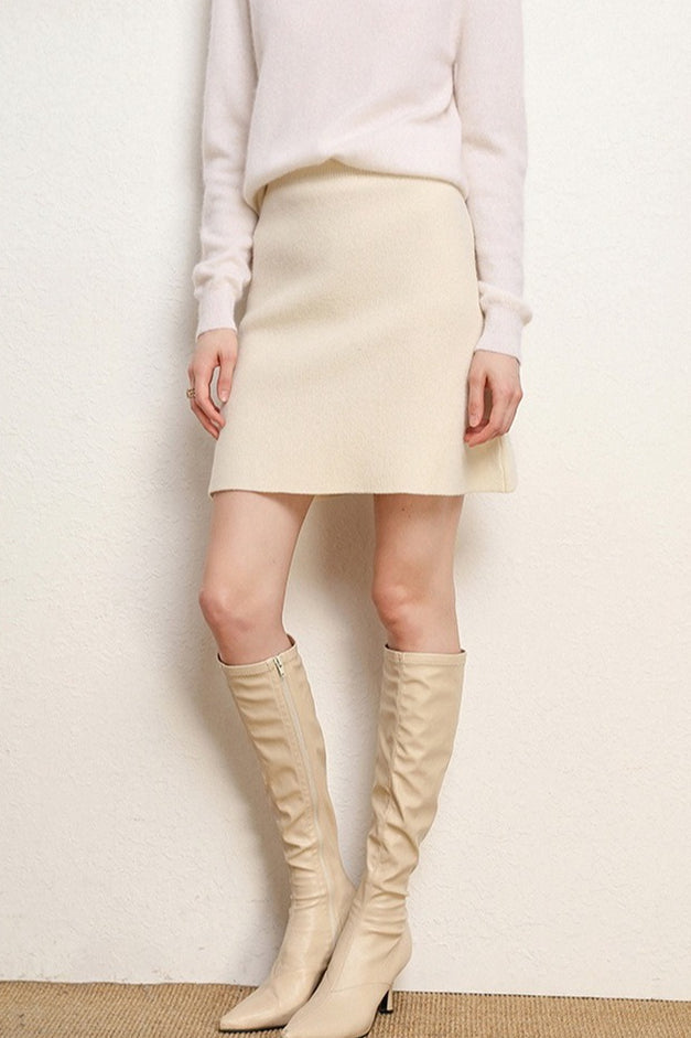 Wool A-line Mini Skirt