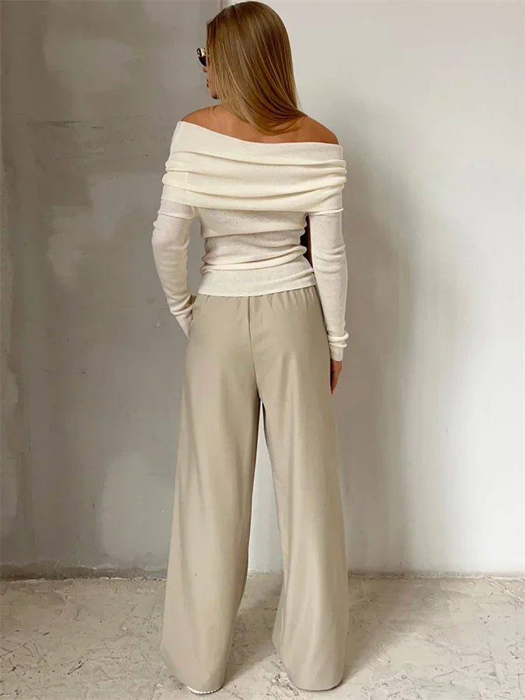 Off-shoulder Knit Pullover Sweater for Mesh See-through Long Sleeve Backless Y2k Top Knitwear Pullover