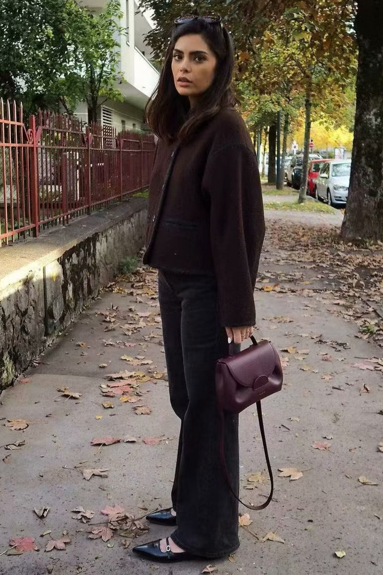 Wool Blend Colorblock Coat