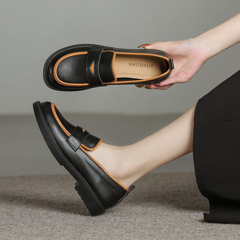 Autumn Leather Flat Loafers